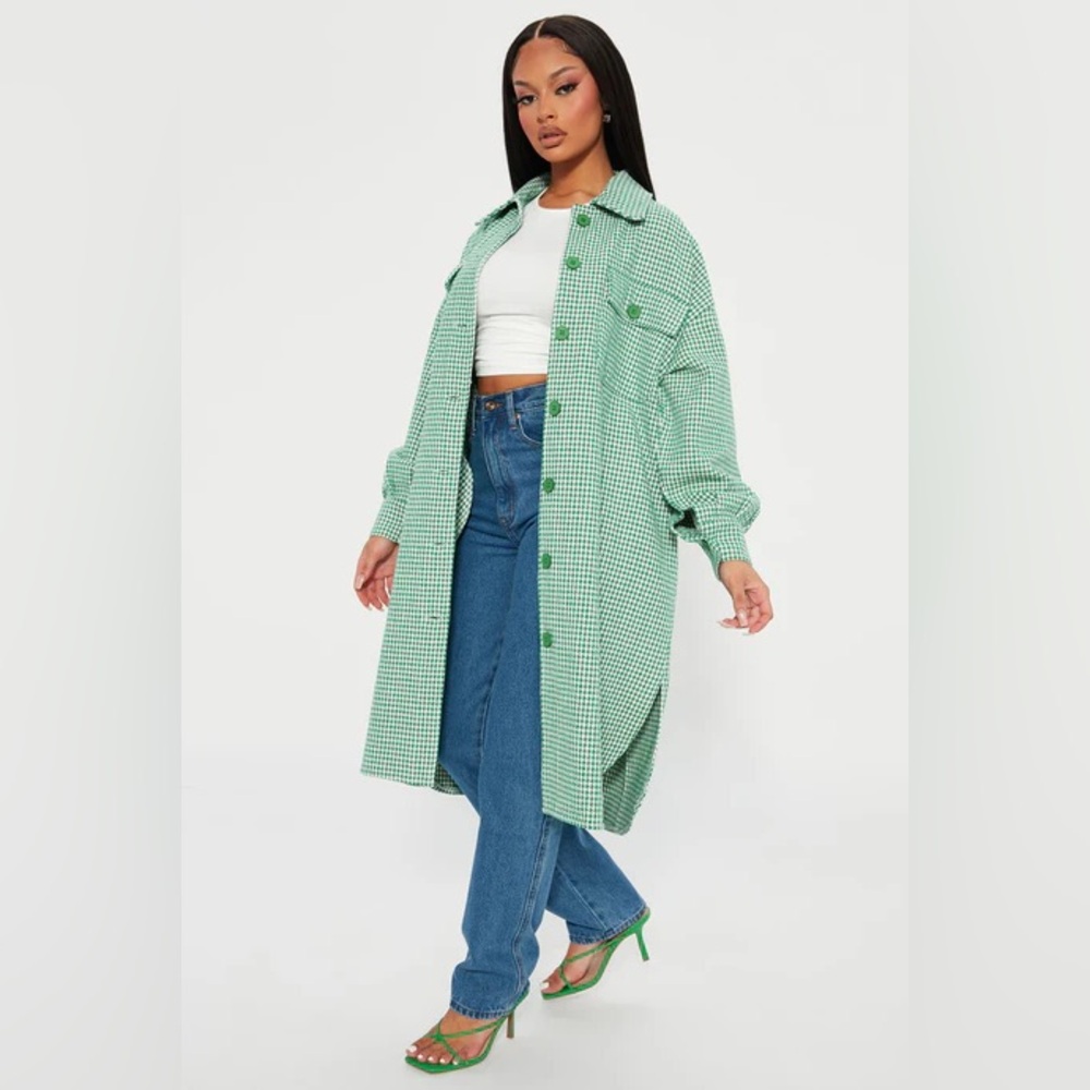 Size 2x Kelly Green houndstooth Checkered Women's over Coat